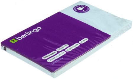 Бумага для заметок с липким краем Berlingo Ultra Sticky, 125*75 мм, 1 блок*100 л., голубая, пастель