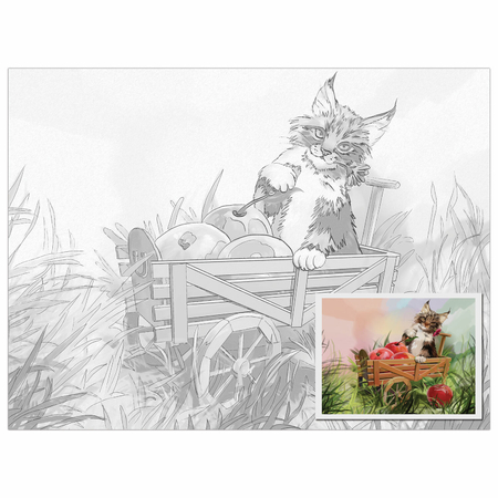 Холст на картоне с контуром Brauberg Art Classic, 30*40 см, «Кот»