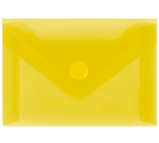 Папка-конверт пластиковая на кнопке «Стамм» А7, толщина пластика 0,15 мм, прозрачная желтая