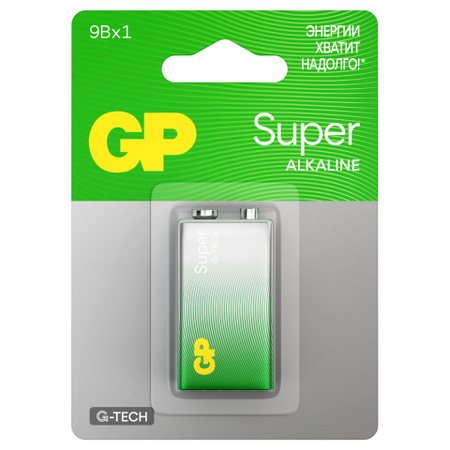 Батарейка щелочная GP Super G-Tech, 6LR61, 9V, тип «Крона»