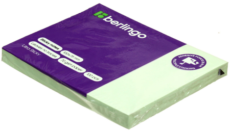 Бумага для заметок с липким краем Berlingo Ultra Sticky, 100*75 мм, 1 блок*100 л., зеленая пастель Бумага для заметок с липким краем Berlingo Ultra Sticky, 100*75 мм, 1 блок*100 л., зеленая пастель
