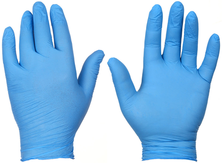 Перчатки нитриловые одноразовые Albens, размер L, 50 пар (100 шт.), синие