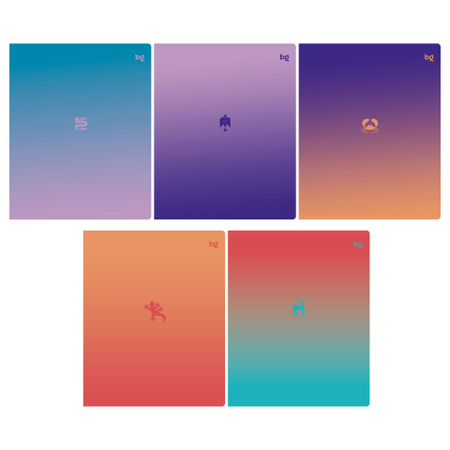 Тетрадь школьная А5, 40 л. на скобе BG «Градиент», 163*202 мм, линия, ассорти