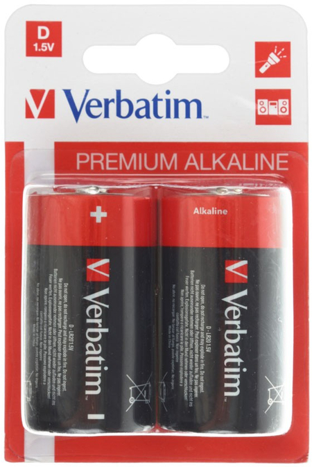 Батарейка щелочная Verbatim Premium Alkaline , D, LR20, 1.5V