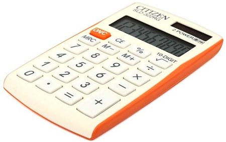 Калькулятор карманный 10-разрядный Citizen SLD-322, белый с оранжевым Калькулятор карманный 10-разрядный Citizen SLD-322, белый с оранжевым