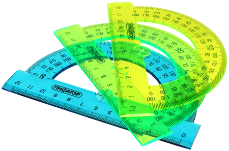 Транспортир пластиковый «Пифагор», 12 см, 180°, неон, ассорти