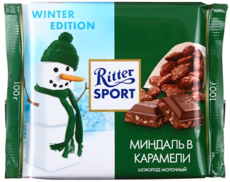 Шоколад Ritter Sport, 100 г, молочный шоколад, «Миндаль в карамели» 