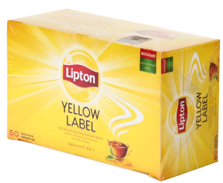 Чай Lipton Yellow Label Tea , 100 г, 50 пакетиков, черный чай