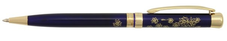 Ручка подарочная шариковая Manzoni Avellino, корпус синий с принтом, с золотистой отделкой
