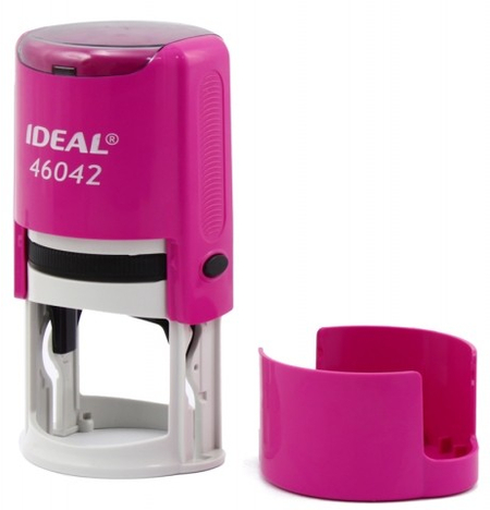 Автоматическая оснастка Ideal 46042 (в боксе, для круглых печатей), для клише печати ø42 мм, корпус розовый
