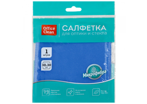 Салфетка из микрофибры для оптики и стекла OfficeClean «Стандарт», 30×30 см, синяя