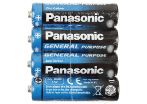 Батарейки солевые Panasonic General Purpose, AA, R6, 1.5V, 4 шт.