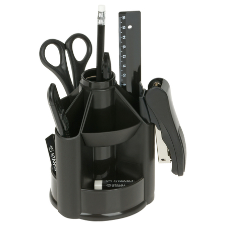 Органайзер настольный «Стамм» MiniDesk, 13 предметов, вращающийся, черный