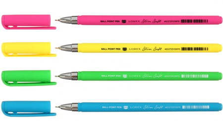 Ручка шариковая Lorex Slim Soft, Neon, корпус ассорти, стержень синий