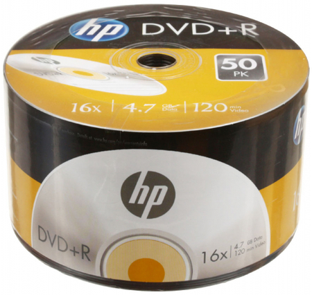 Компакт-диск DVD+R HP, 16x, 50 шт., в тубе