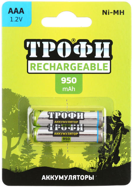Аккумулятор «Трофи» , AAА, 1.2V, 950 mAh (2 шт. в упаковке)