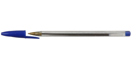 Ручка шариковая одноразовая Buro, корпус прозрачный, стержень синий