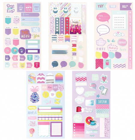 Набор наклеек бумажных Meshu, 12*21 мм, Bright Moment, ассорти Набор наклеек бумажных Meshu, 12*21 мм, Bright Moment, ассорти