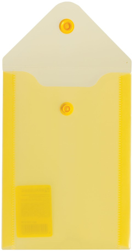 Папка-конверт пластиковая на кнопке Brauberg Small-Size А6, толщина пластика 0,18 мм, желтая