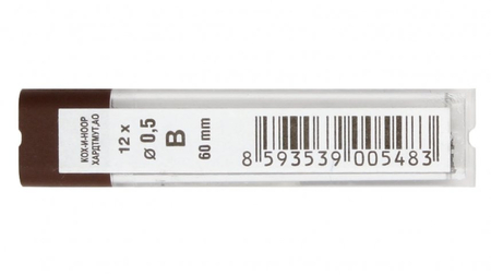 Грифели для автоматических карандашей Koh-i-Noor, толщина грифеля 0,5 мм, твердость М, 12 шт.