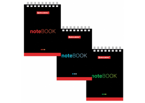 Блокнот на гребне Brauberg А7, 65×100 мм, 40 л., клетка, «Черный стиль», ассорти