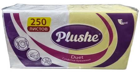 Салфетки сервировочные Plushe Duet, 24*24 см, 250 шт., белые/желтые Салфетки сервировочные Plushe Duet, 24*24 см, 250 шт., белые/желтые