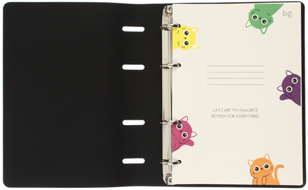 Тетрадь общая А5, 120 л. на кольцах BG, 160*215 мм, клетка, «Котики»