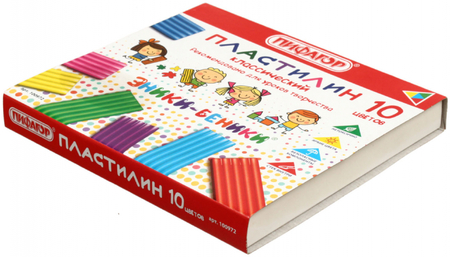 Пластилин классический «Эники-Беники. Пифагор», 10 цветов, 200 г., со стеком