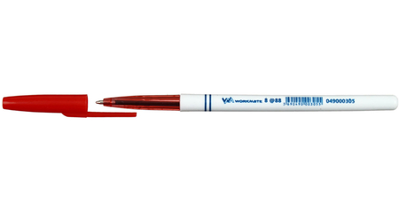 Ручка шариковая Workmate 8 @88, корпус белый, стержень красный