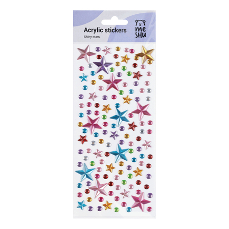 Наклейки акриловые Meshu, 25*10 см, 137 шт., Shiny Stars Наклейки акриловые Meshu, 25*10 см, 137 шт., Shiny Stars