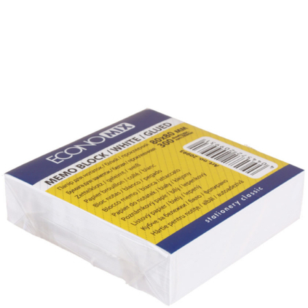 Блок бумаги для заметок «Куб» Economix, 80*80*22 мм, проклеенный, белый