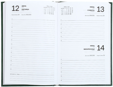 Ежедневник датированный на 2026 год BG, 135*205 мм, 168 л., зеленый