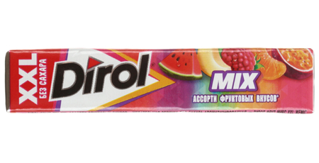 Жевательная резинка Dirol Fruit MIX XXL без сахара, 19 г, ассорти фруктовых вкусов