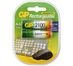 Аккумулятор GP, AA, 1.2V, 2100 mAh, (2 шт. в упаковке)