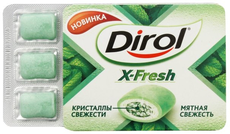 Жевательная резинка Dirol X-Fresh без сахара, 18 г, «Мятная свежесть»