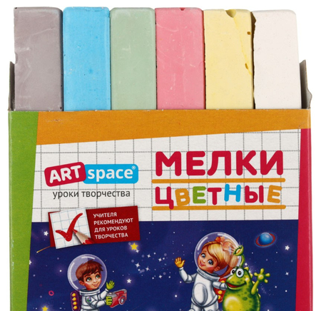 Мелки цветные ArtSpace, 6 шт., 6 цветов