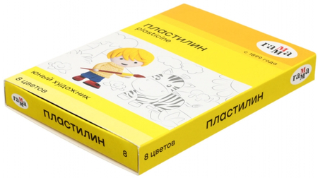 Пластилин «Юный художник», 8 цветов, 112 г , со стекой Пластилин «Юный художник», 8 цветов, 112 г , со стекой
