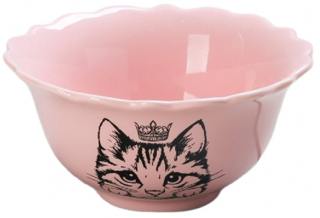 Миска керамическая «Кошка» (классический стиль), 12 см, розовая