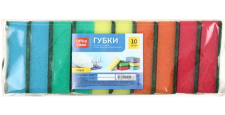 Губки для посуды OfficeClean, 90*65*27 мм, 10 шт., Maxi