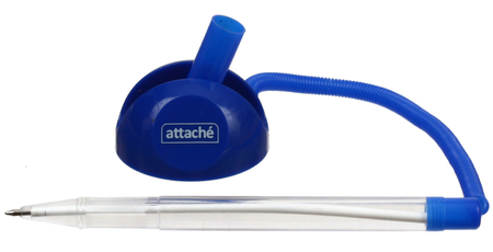 Ручка шариковая на подставке Attache, корпус прозрачный с синим, стержень синий Ручка шариковая на подставке Attache, корпус прозрачный с синим, стержень синий