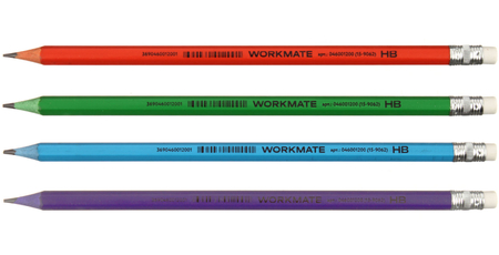 Карандаш чернографитный Workmate Vivid Color, твердость грифеля ТМ, с ластиком, корпус ассорти