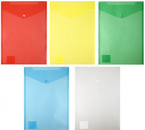 Папка-конверт пластиковая на кнопке вертикальная А4 «Бюрократ», толщина пластика 0,18 мм, ассорти