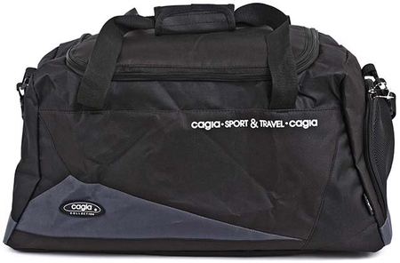 Сумка спортивная на плечо Cagia 149403, 610*300*280 мм, черная с серым