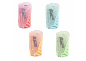 Точилка пластиковая Brauberg Cell Pastel, 1 отверстие, с контейнером, ассорти