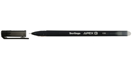 Ручка гелевая одноразовая Berlingo Apex E «Пиши-стирай», корпус черный, стержень черный