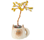 Дерево денежное декоративное «Сувенир бонсай», 12 жёлтых камней, 3,5×4,7×7,5 см, «Котик-кружка»