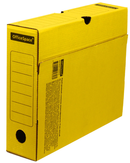 Короб архивный из гофрокартона OfficeSpace, корешок 75 мм, 320*250*75 мм, желтый