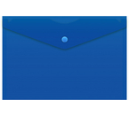 Папка-конверт пластиковая на кнопке «Бюрократ» А5, толщина пластика 0,18 мм, синяя