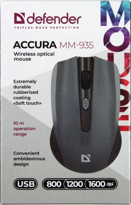Мышь компьютерная Defender Accura MM-935, беспроводная, серая