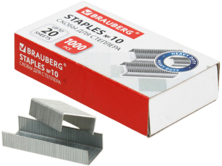 Скобы для степлеров Brauberg Standard, №10, 1000 шт. Скобы для степлеров Brauberg Standard, №10, 1000 шт.